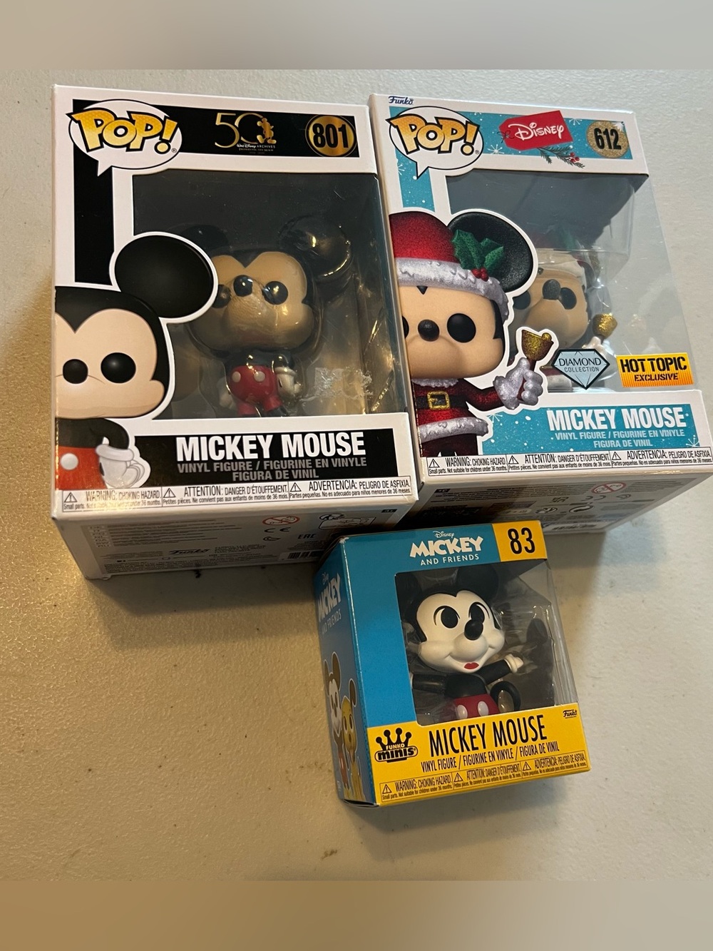 Disney Mickey Mouse Funko Pop Lot Bundle 801 612 Diamond Hot Topic Exclusive